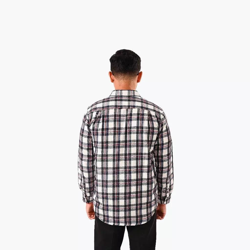 Broodisindo Mode Kreatif Broodis Kemeja Flannel White Montey Lengan Panjang