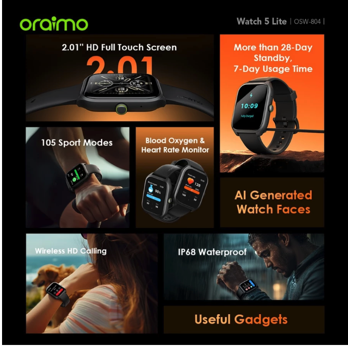 Transsion Holdings Oraimo Watch 5 Lite Smartwatch Couple Set OSW-804
