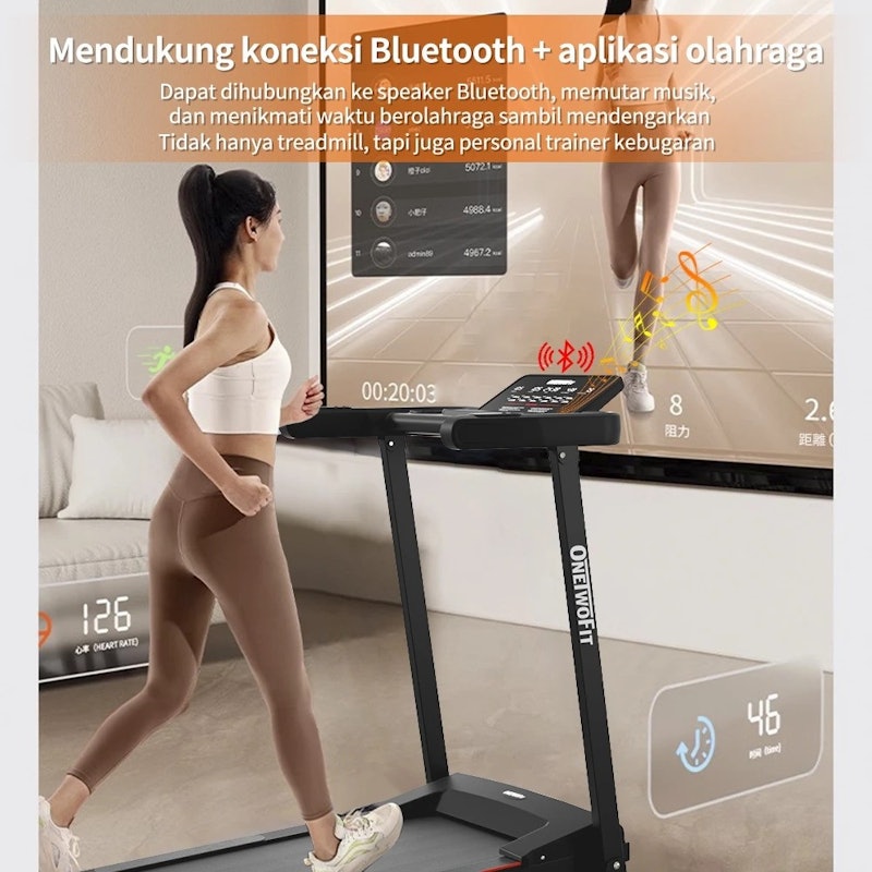 OneTwoFit Treadmill Listrik 2.5HP 4