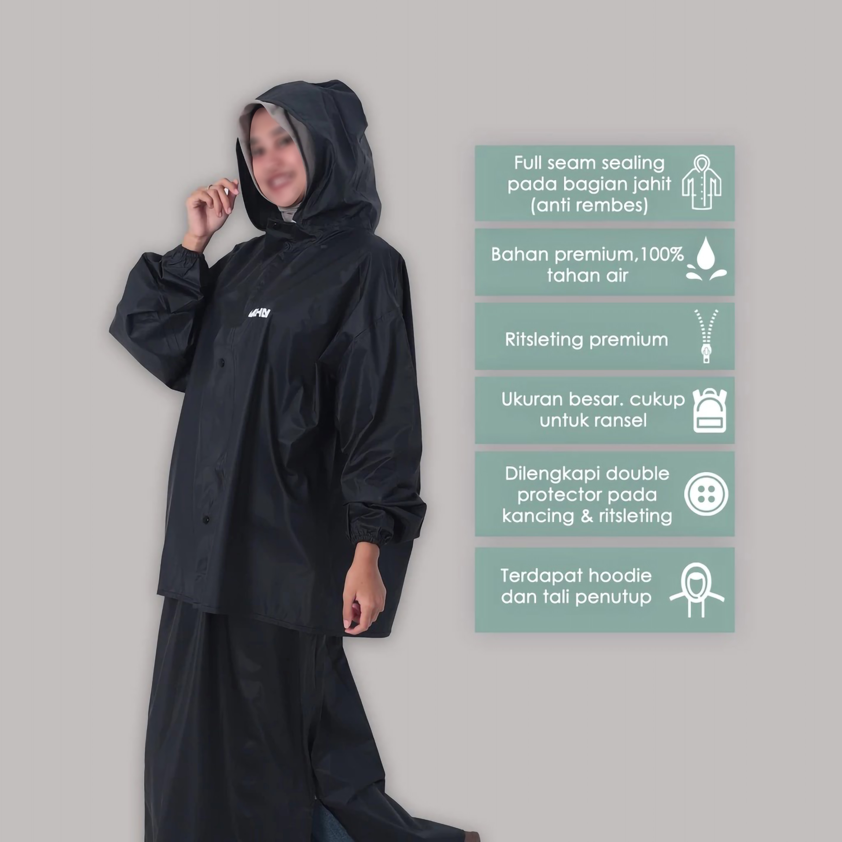  KHN Jas Hujan Raincoat Wanita Rok