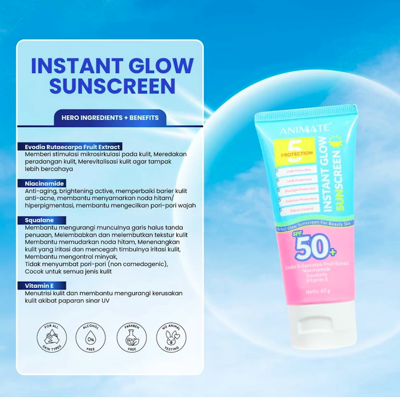 Animate Instant Glow Sunscreen 5 Protection SPF 50+ 3