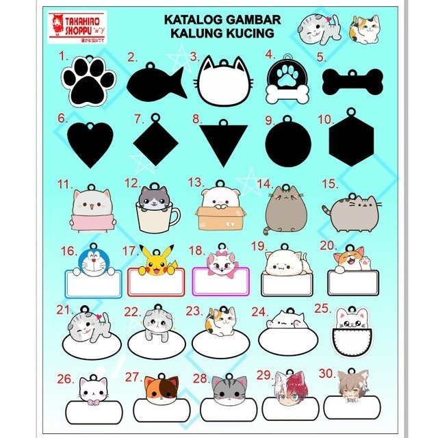 Takahiro Shoppu Kalung Kucing Motif Bintik Custom Nama Logo (Cat Tag)