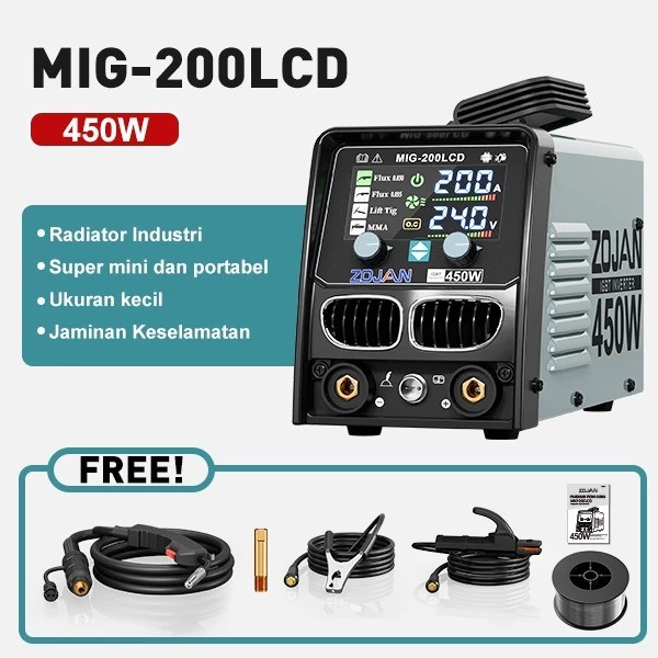 ZOJAN Mesin Las Cerdas 3in1 Inverter MIG-200LCD