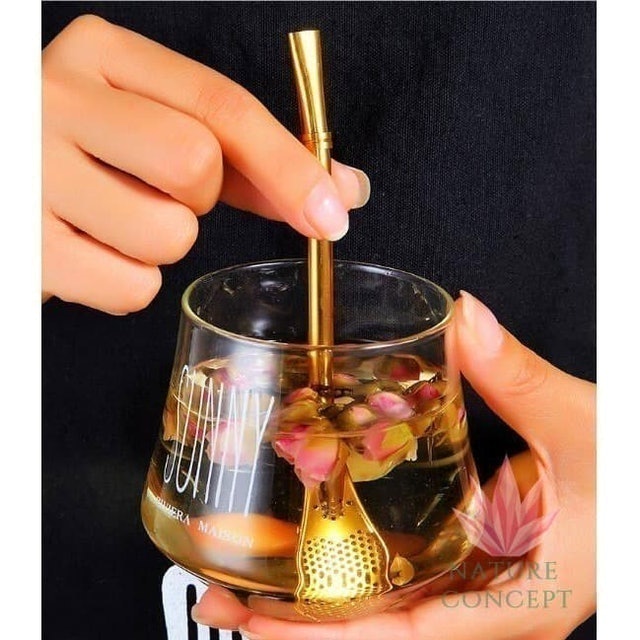 Stainless Steel Straw Spoon Sendok Sedotan