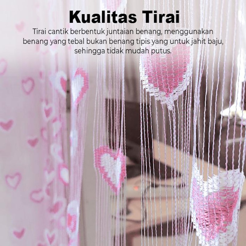 IDOHOUSE Tirai Gorden Pintu Motif Love Q1-1 4