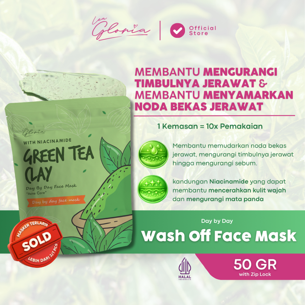 Lea Gloria Beautindo  Lea Gloria Green Tea Clay Day by Day Face Mask