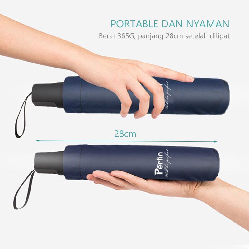 Perfin Payung Lipat Lapisan Hitam 96 cm 4