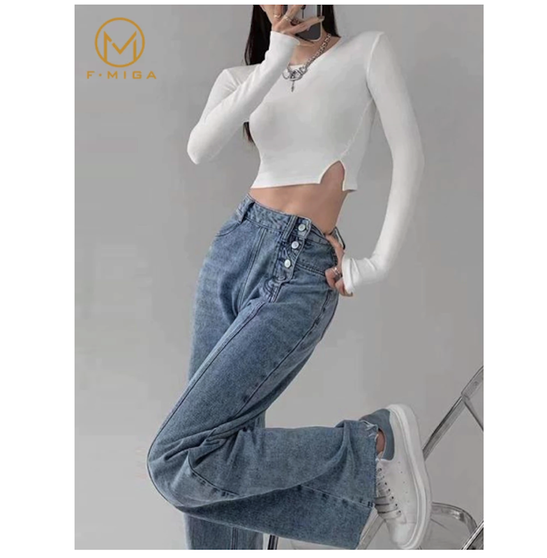 F·MIGA Korean Style Highwaist Straight Jeans 2
