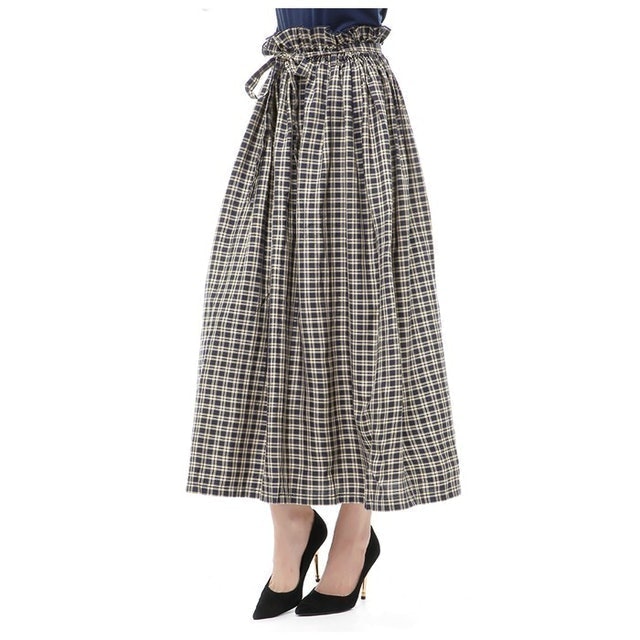 Amel Long Skirt Bawahan Wanita Motif Kotak-Kotak Regular Fit