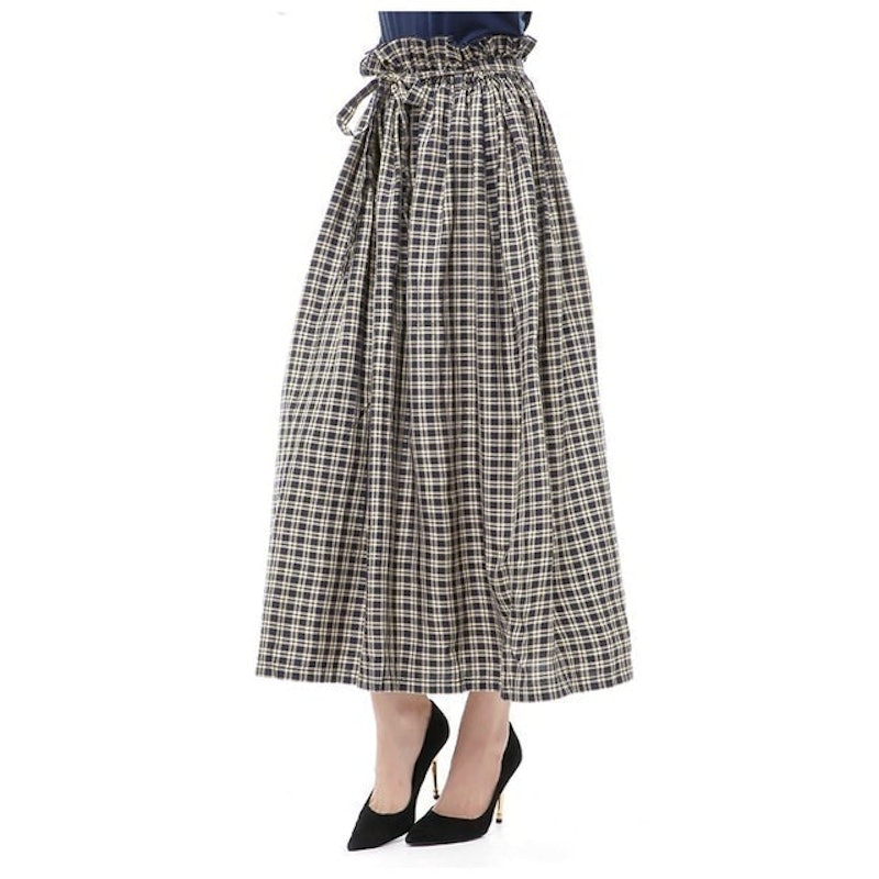 Amel Long Skirt Bawahan Wanita Motif Kotak-Kotak Regular Fit 1