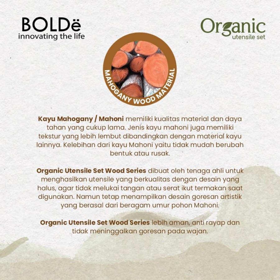 BOLDe Indonesia BOLDë Organic Utensil Set 4 Pcs Wood Series