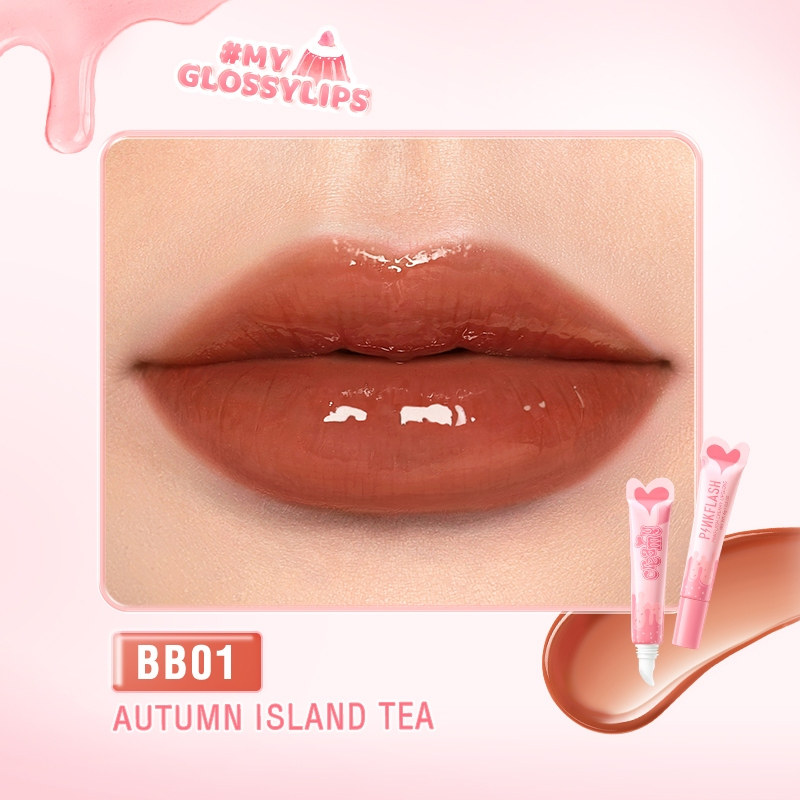FCL Internasional Indonesia PINKFLASH Watery Glow Hydrating Lip Gloss BB01 Autumn Island Tea