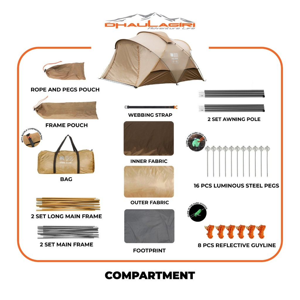 Dhaulagiri Indo Raya Dhaulagiri Snail Dome Tent Light Protection