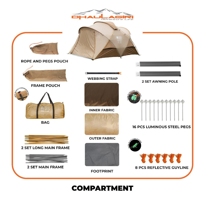 Dhaulagiri Snail Dome Tent Light Protection 5