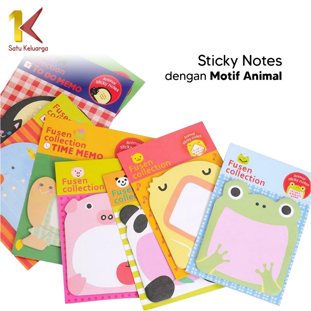 Satu Keluarga Sticky Notes Motif Binatang A3 