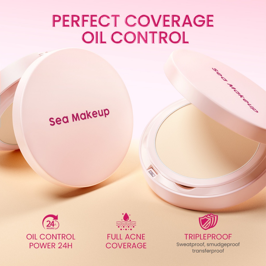 Sea Beauty Indonesia Sea Makeup Acne Cover & Smooth Two Way Cake Vanilla Milk 