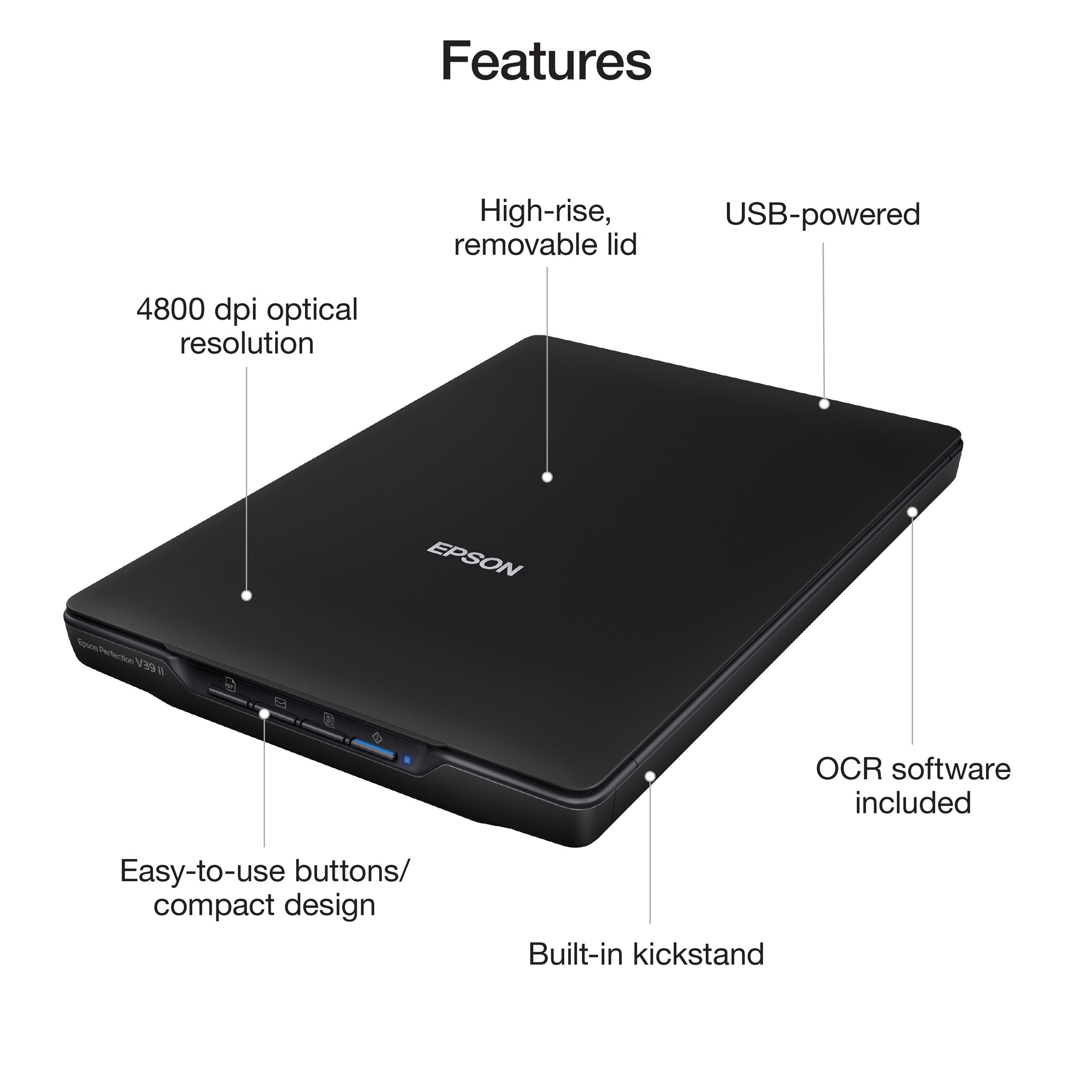 Epson Epson Epson Perfection Color Photo and Document Flatbed Scanner V39 II