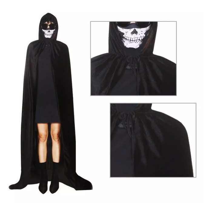  Set Kostum Jubah Berkerudung Panjang dengan Topeng Tengkorak