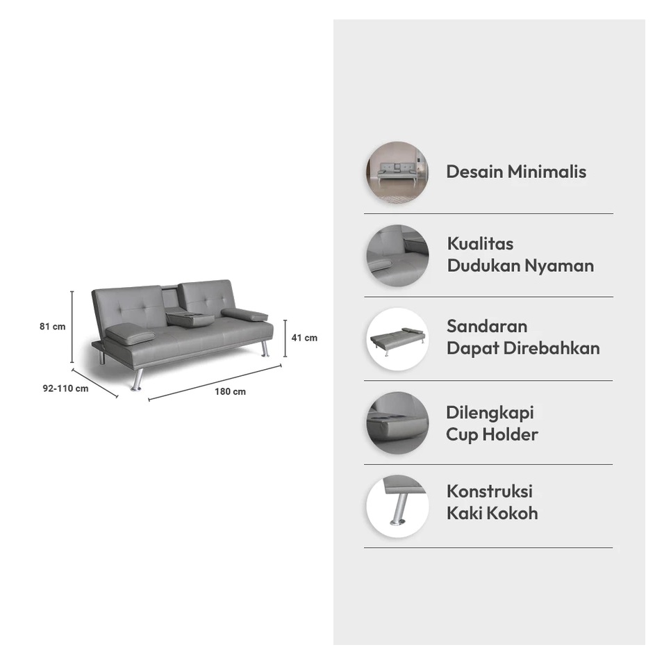 Home Center Indonesia Informa Geni Sofa Bed Kulit dengan Console A15