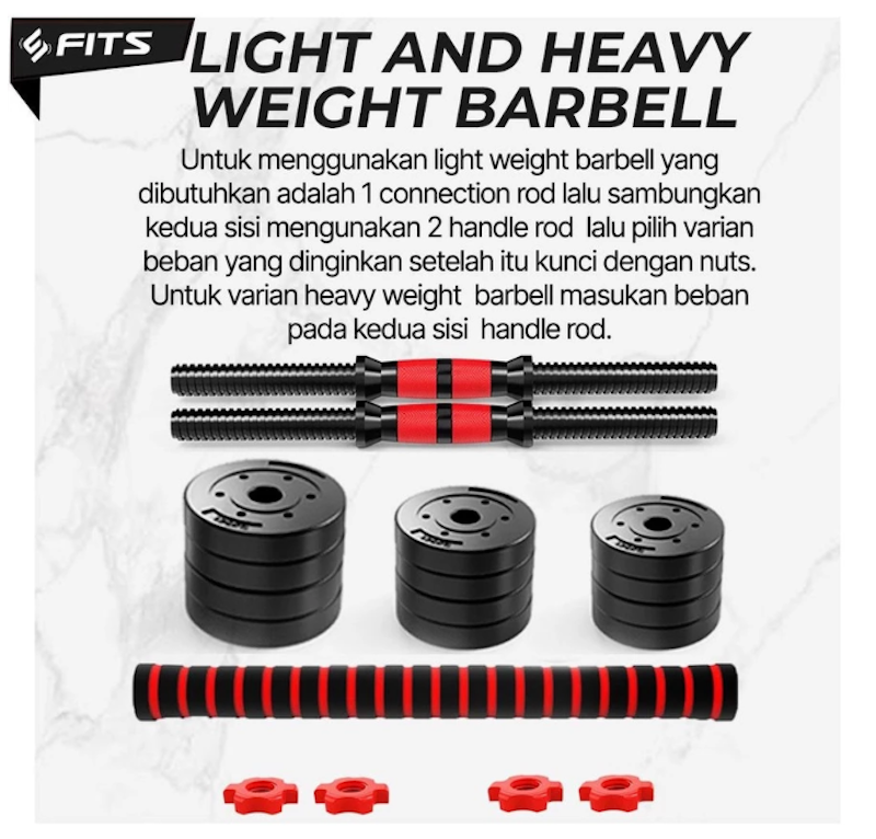 SFIDN FITS 6in1 Multifunction Dumbell Kettlebell Barbel Set Premium 20kg 3