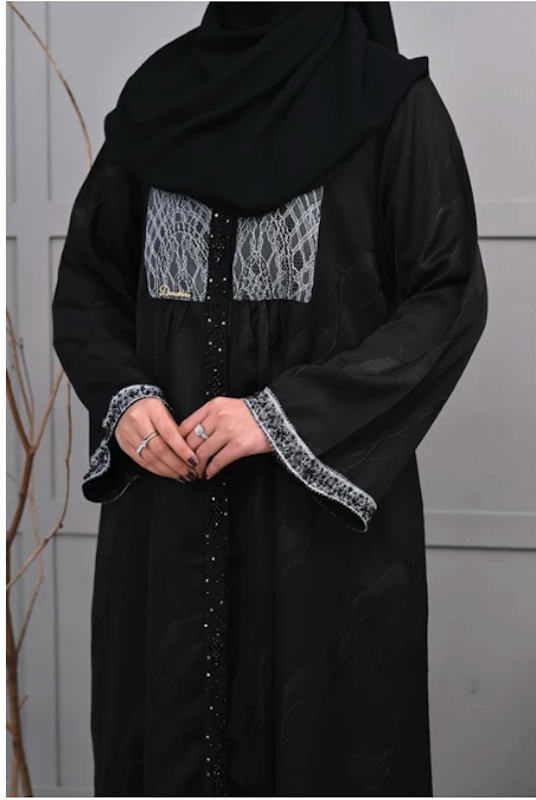 Darabirra Abaya Golden Metallic Jacquard brukat Swarovsky 4