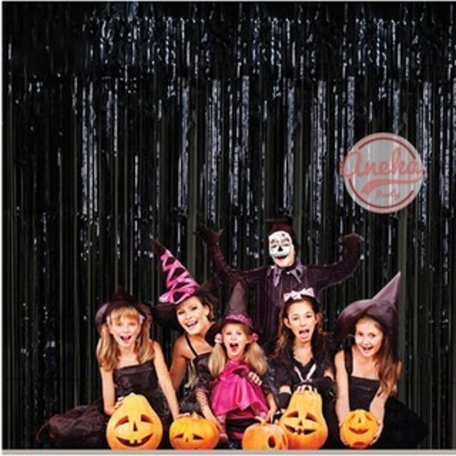 Black Foil Fringe Curtain  3