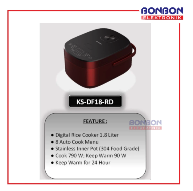 SHARP Electronics SHARP Rice Cooker Digital 1.8 L  KS-DF18-RD 