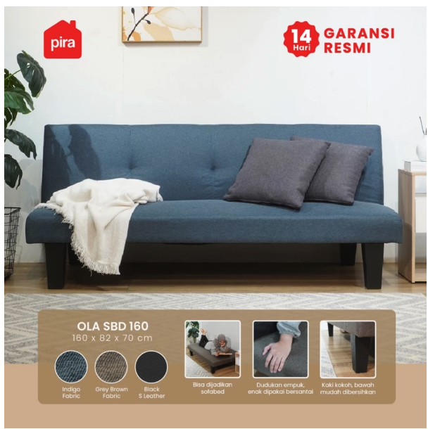  PIRA OLA SBD FABRIC 160 INDIGO Sofa Bed