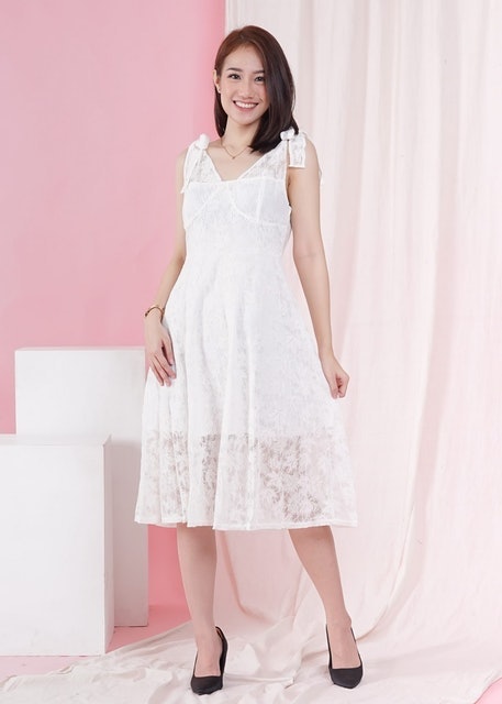 Clouwny Shoulder Bow Dress