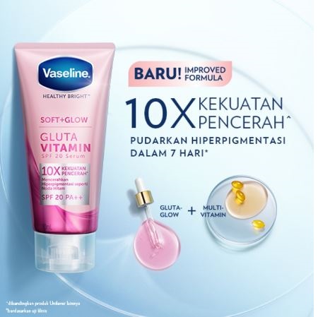 Unilever Indonesia Vaseline® Soft Glow Gluta Vitamin SPF 20 Body Serum 