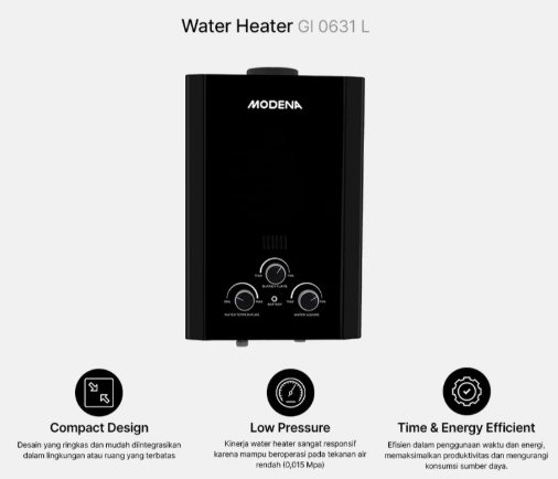 Modena Indonesia Modena Tankless Gas Instant GI 0631 L