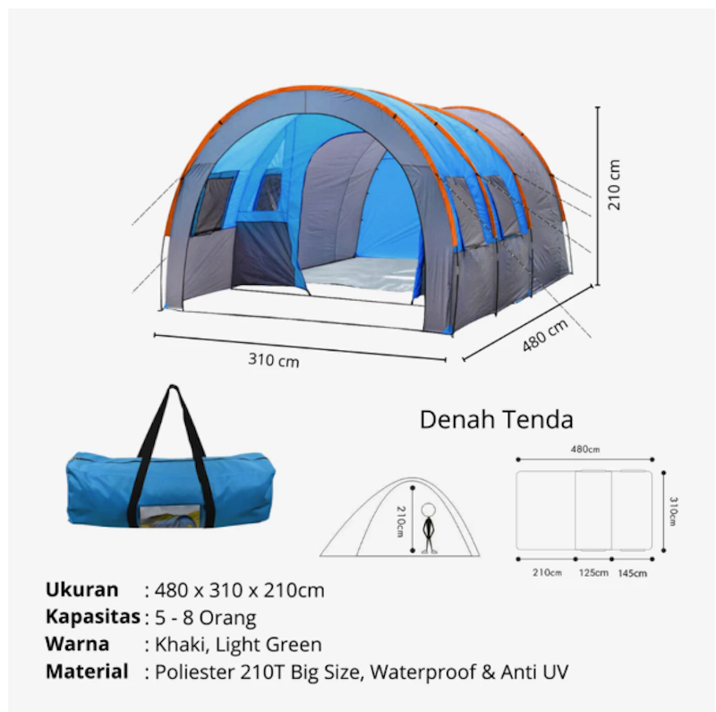 AERA Tenda Camping Tunnel 3 Ruang 3