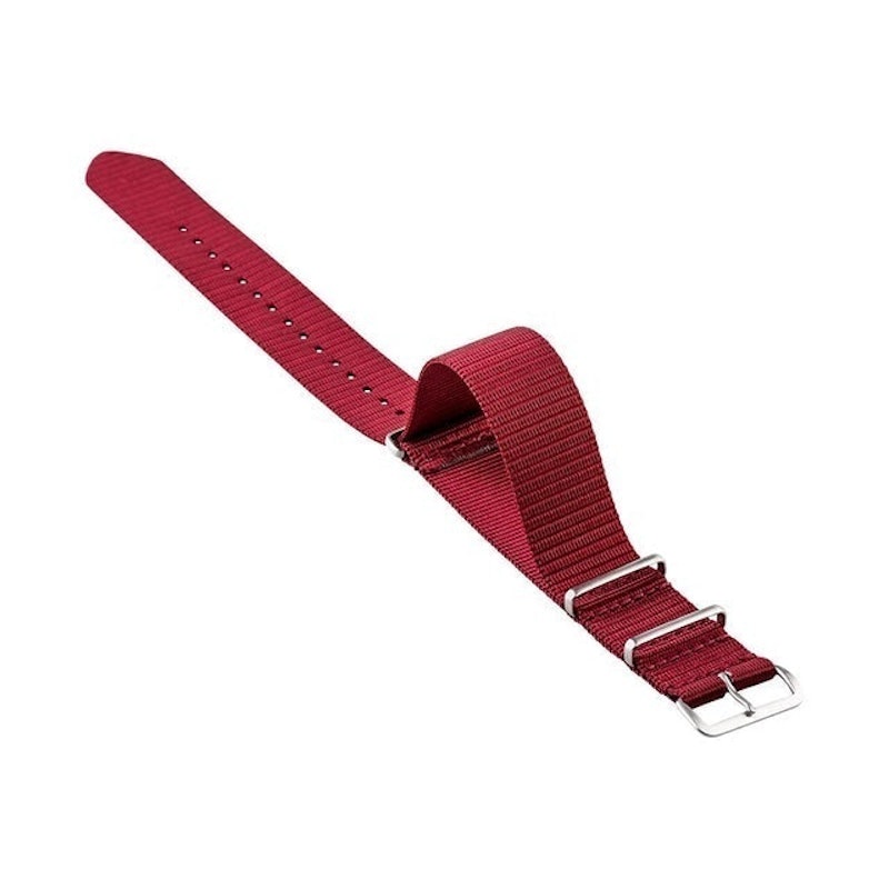 Nato 20mm Burgundy Nylon Silver Buckle 1