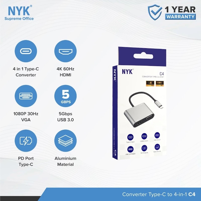 NYK Type-C Converter to 4-in-1 5