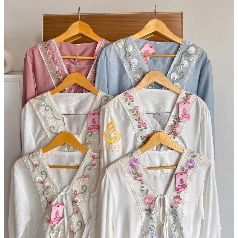  Zani Daisy Long Tunik Tali Bordir Blossom Vintage