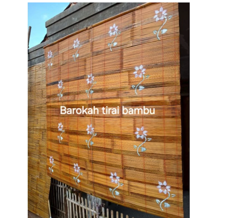 Tirai Bambu Gulung Motif Bunga Matahari 2