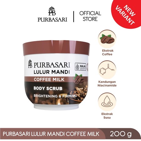 Gloria Origita Cosmetics Purbasari Lulur Mandi Coffee Milk Body Scrub Brightening & Firming