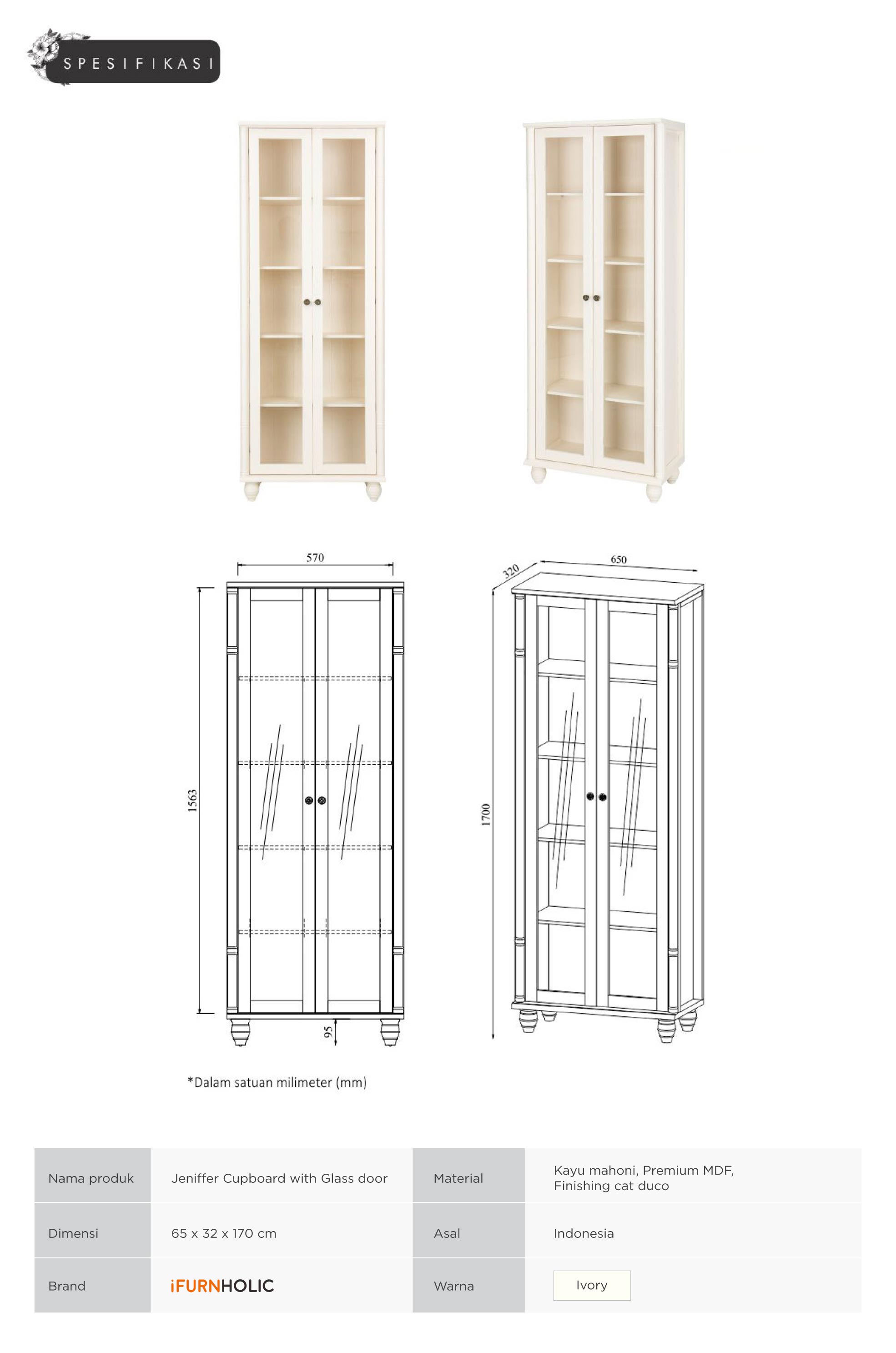 iFurnholic Jeniffer Cupboard with Glass Door