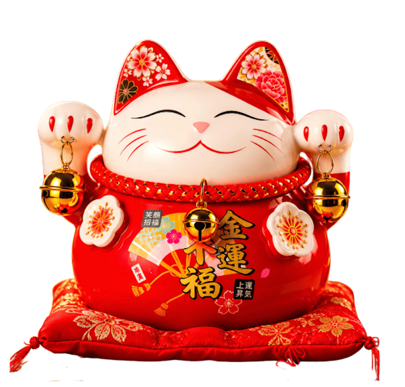 Celengan Kucing Hoki Maneki Neko Red Flower 4534A008 1