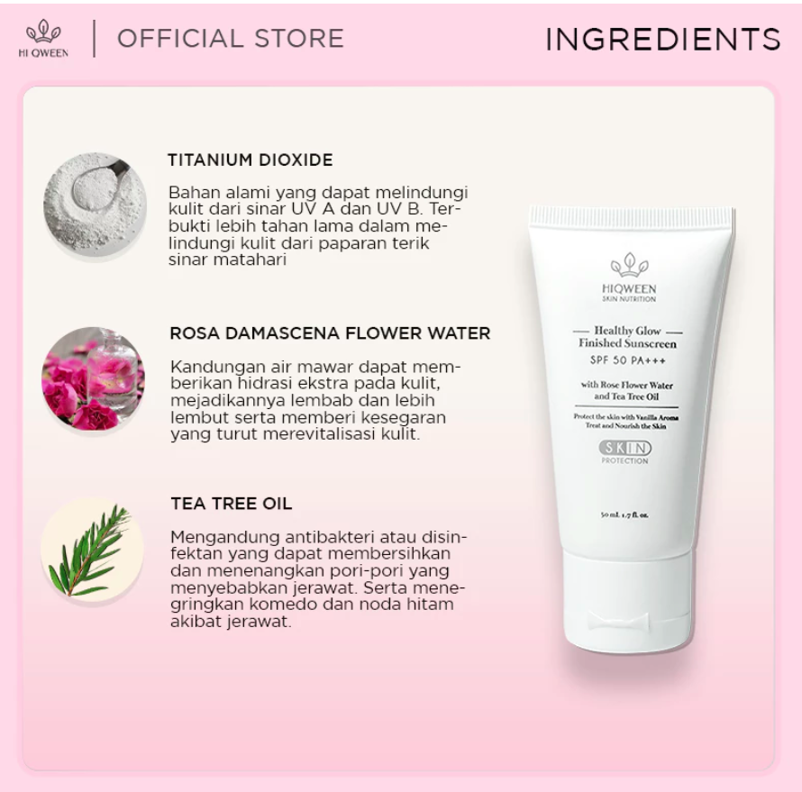 Hiqween Healthy Glow Finished Sunscreen SPF 50 PA +++  2