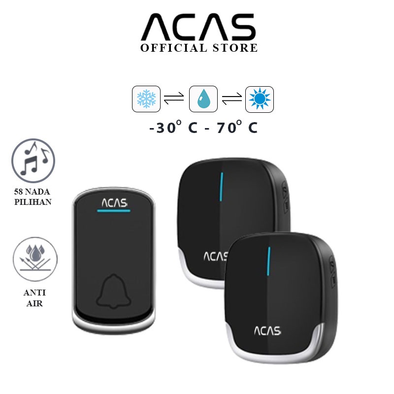  ACAS Wireless Doorbell (1 Button 2 Receiver) A909