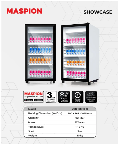 Maspion Group Maspion Showcase 168 Liter  USG-168 ND C