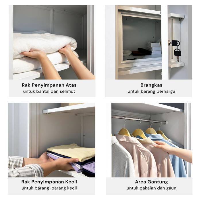  ZENOVA Lemari Pakaian Besi 3 Pintu  M01