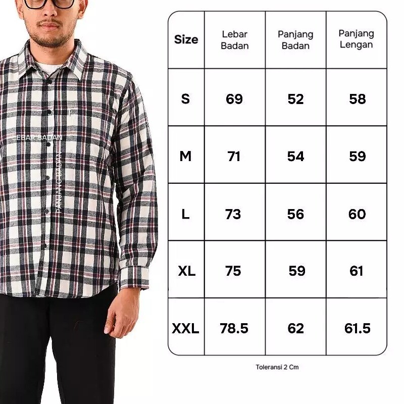 Broodisindo Mode Kreatif Broodis Kemeja Flannel White Montey Lengan Panjang