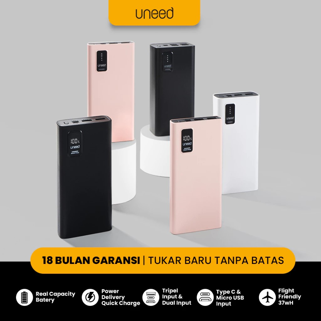 Corner Digital Evolusi UNEED Manabox Series Built-in Cable Powerbank VOOC-QC-PD 20.000 mAh UPB611.2F