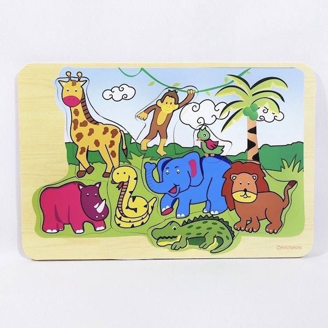 Omachatoys  Puzzle Varian Safari Mainan Edukasi Kayu