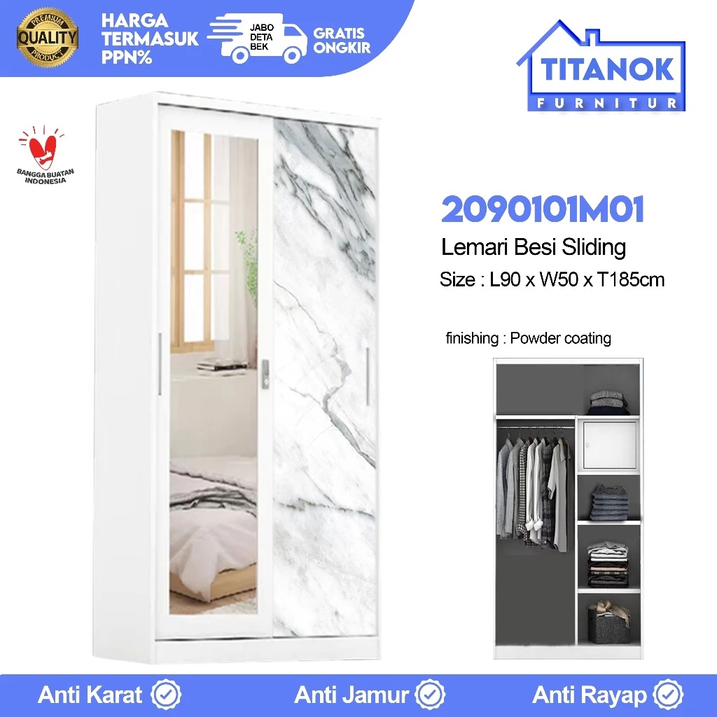 Titanok Furniture Indonesia Titanok Lemari Pakaian Besi 2 Pintu M01