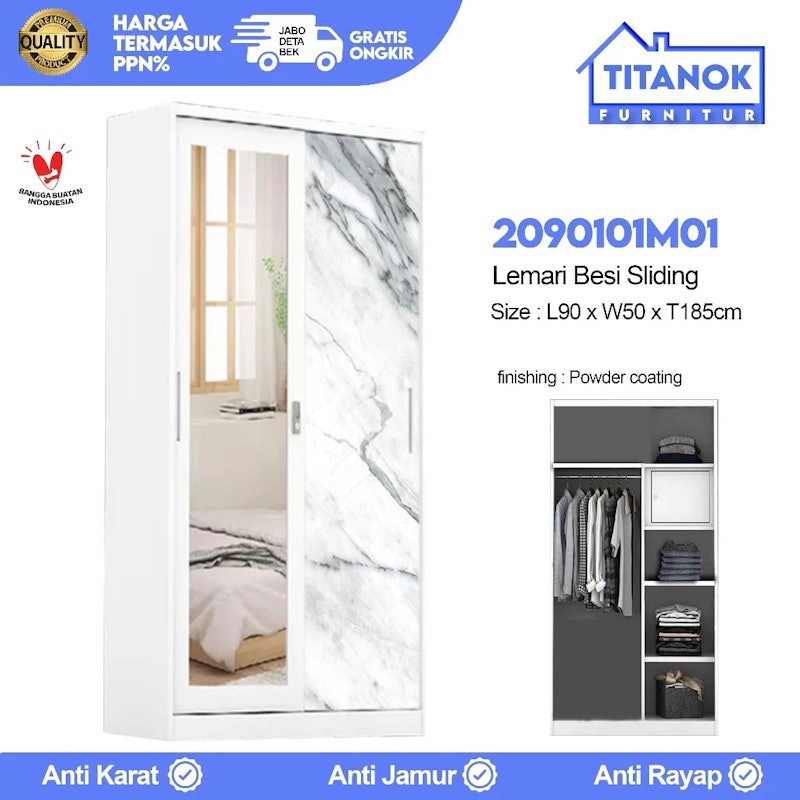 Titanok Lemari Pakaian Besi 2 Pintu 5
