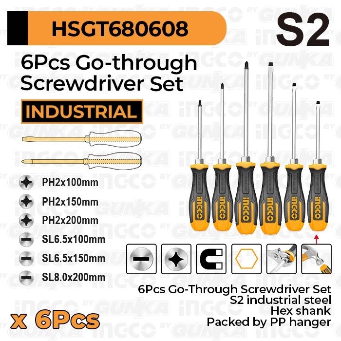 INGCO 6-Pcs Go-Through Screwdriver Set 2