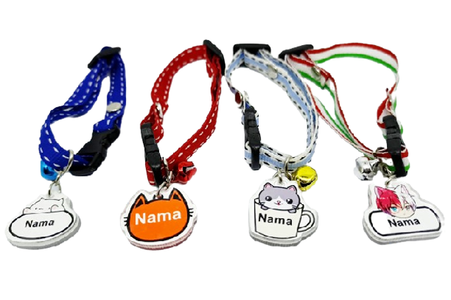 Kalung Kucing Motif Bintik Custom Nama Logo (Cat Tag)
